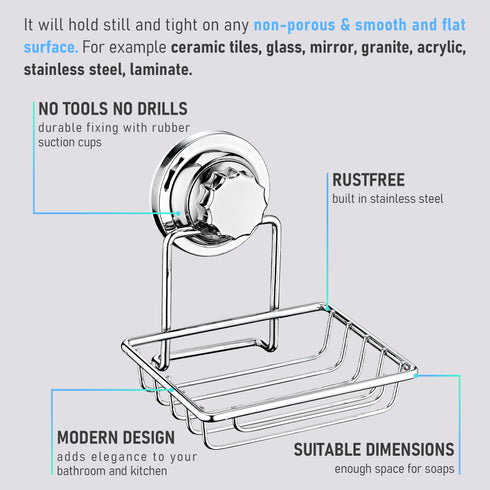 Soap Dish Holder with Powerful Vacuum Suction Cup